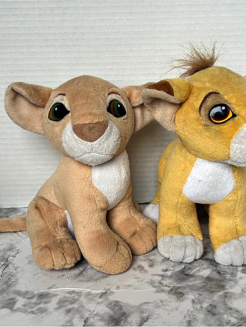 Vintage Disney The Lion King Simba and Nala Plush Toys Yellow & Brown
